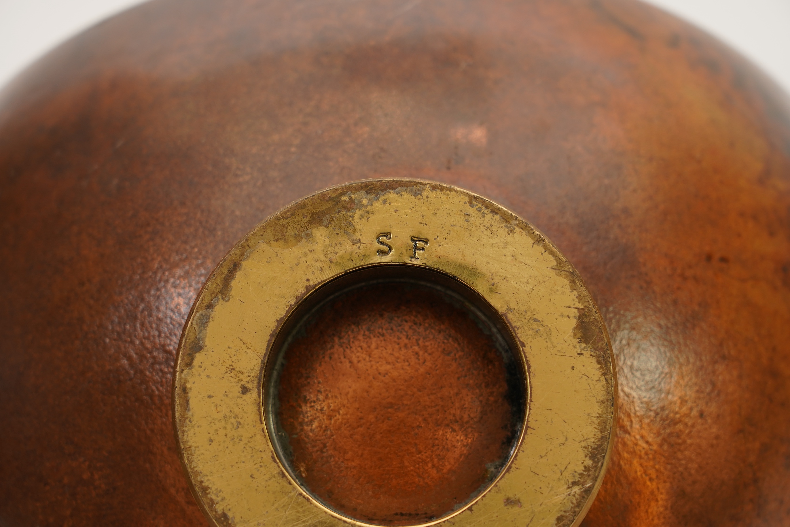 Sam Fanaroff BEM, 1926-2019, A patinated copper boat-shaped dish